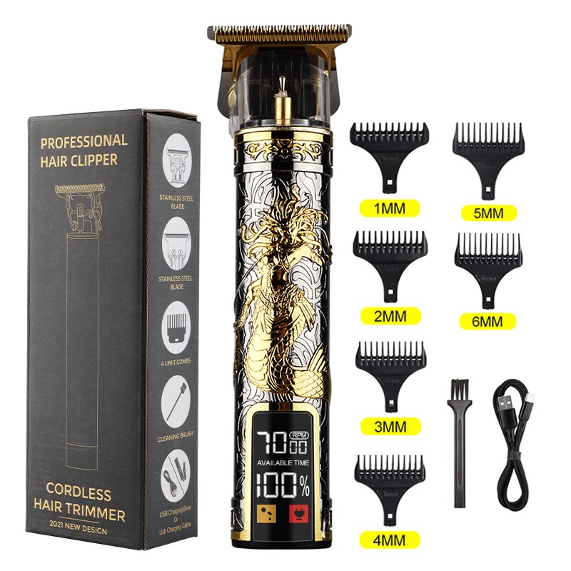 HIENA White Set Dragon Professional Hair Clipper Cordless Hair Trimmer For Men Shaver Hair Cutting Machine Barber Machin Beard
