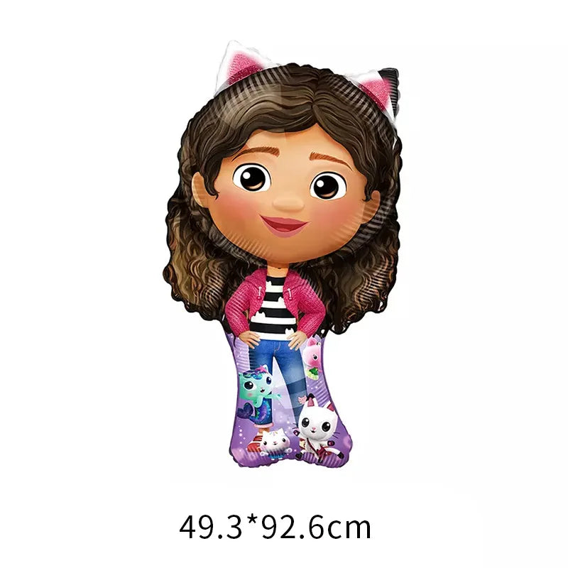 Pink Gabbys Dollhouse Cats Birthday Party Decoration Disposable Tablecloth Cup 3D Doll Balloon For Girls Baby Shower Supplies