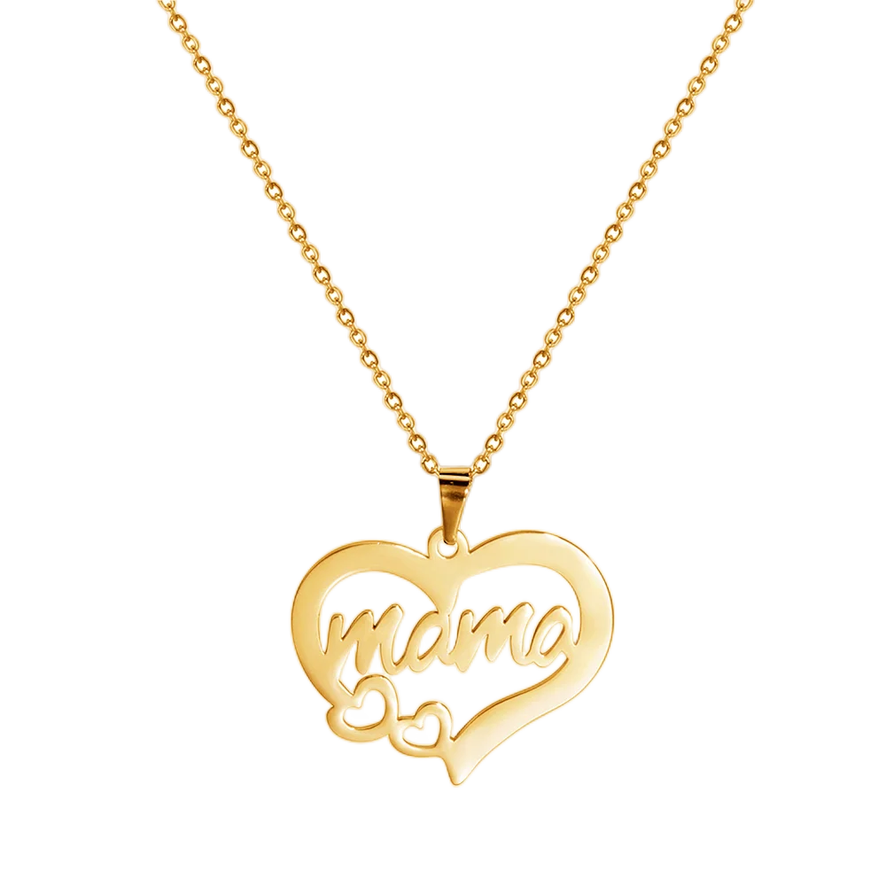 HIPEE Delicate Heart Shaped MAMA Lettering Pendant Necklace Family Mom Necklaces Pendants Jewelry Romantic Mother's Day Gift