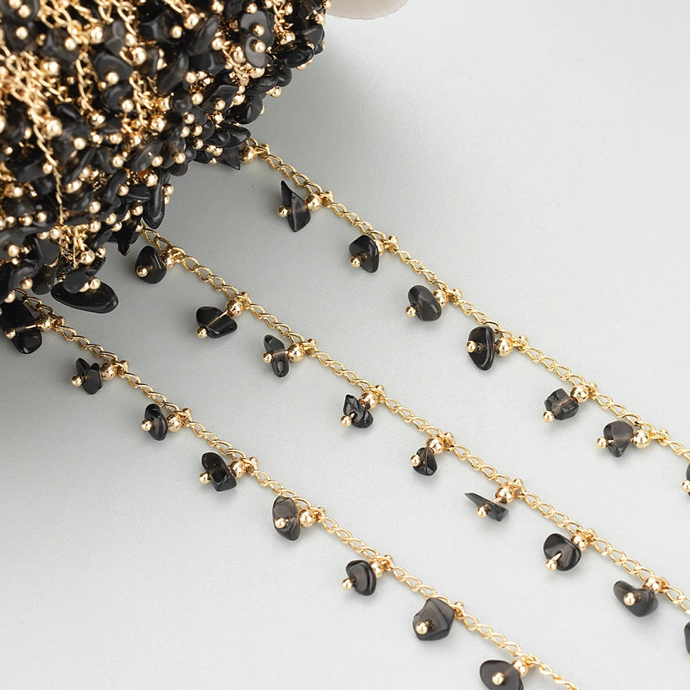 GUFEATHER C308,diy chain,nickel free,18k gold plated,copper,natural stone,diy bracelet necklace,jewelry making findings,1m/lot