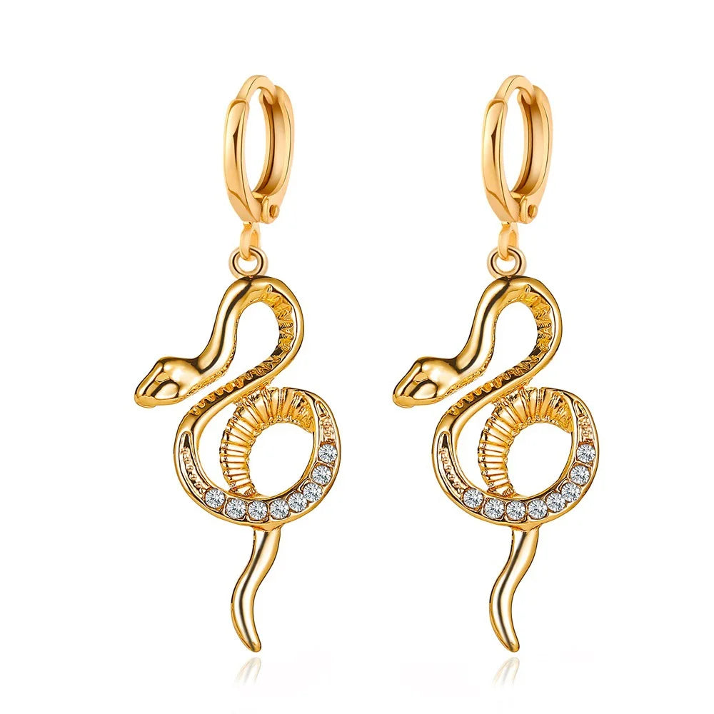 Silver Color Trendy Snake Animal Earrings Personality Creativity Daily Party Jewelry For Women Gifts