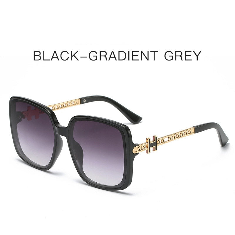 2022 new H fashion large frame personalized rivet European and American fashion sunglasses chain leg street photography face cov