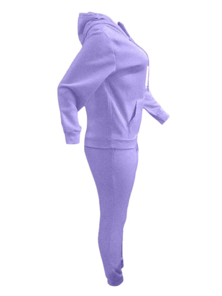 LW BASICS Hooded Collar Drawstring Tracksuit Set Two piece sets womens outifits Long Sleeve Lace-up Hooded Collar women sportswe