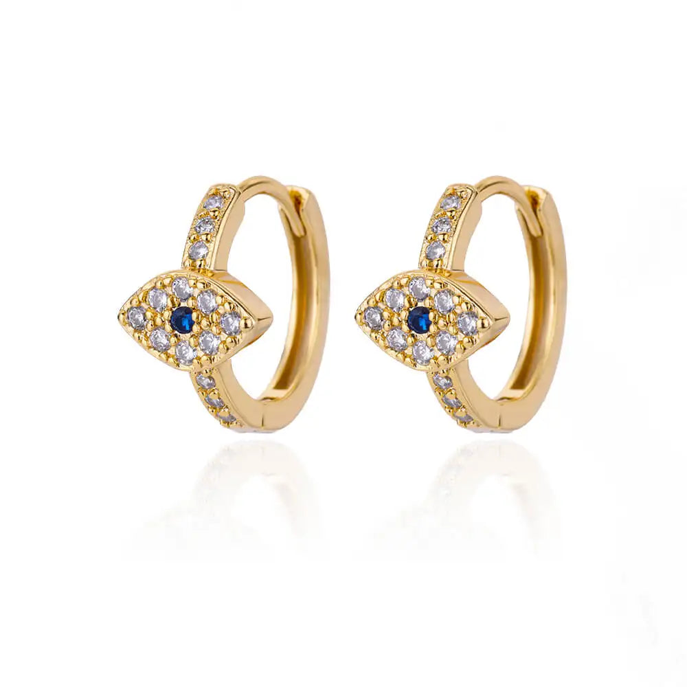 Zircon Evil Eye Earrings For Women Stainless Steel Gold Plated Turkish Pendientes Hoop Piercing Earring Goth Jewelry aretes
