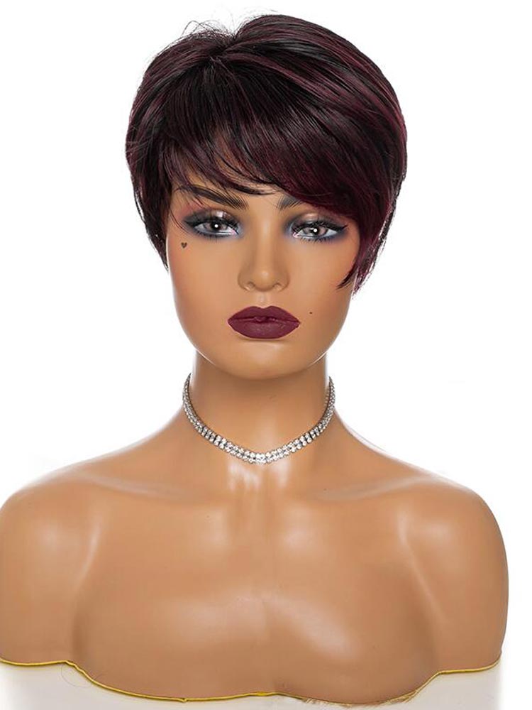 Short Afro Wig for Women Fashion Short Hair Wig Cute Boy Cut Pixie Hairstyle Heat Resistant Blonde Synthetic Wigs with Bangs