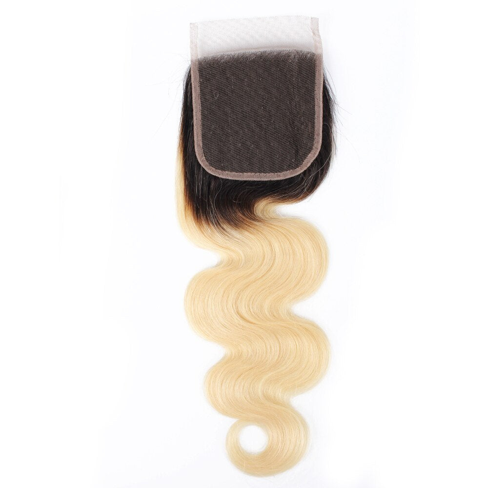 MOGUL HAIR Color 8 Ash Blonde Dark Brown Remy Human Hair Closure Indian Body Wave Hand Tied 4*4 Lace Closure Free Middle Part