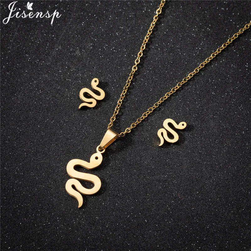 100% Cute Swallow Stainless Steel Pendents Necklaces for Women Small Lion Tiger Bee Snake Animal Earrings Stud Birthday Gifts