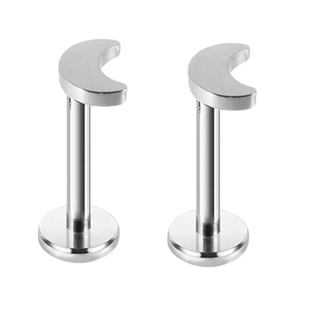 2PCS Surgical Steel Heart Ear Tragus Cartilage Piercing Mix Shape Labrets Lip Stud Ring Ball Lobe Earrings Body Piercing Jewelry