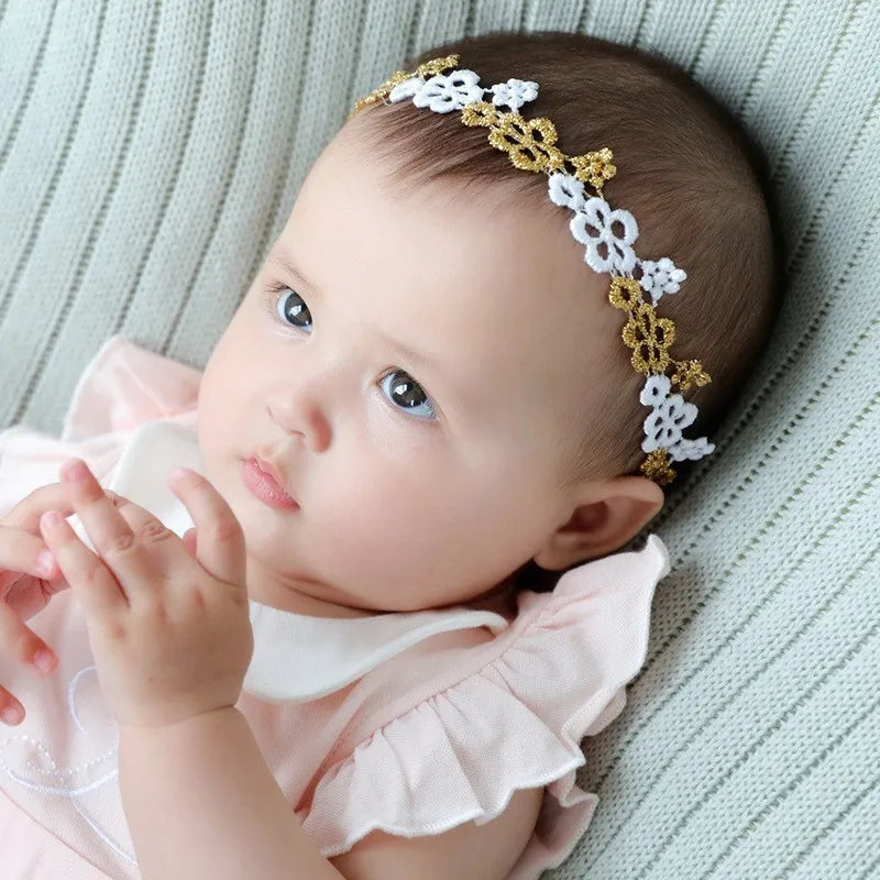 Baby Headband Gold Flower Leaf Girl Newborn Kids Children Elastics Bandage Hair Accessory Hairbands Clothing Photography Baptism