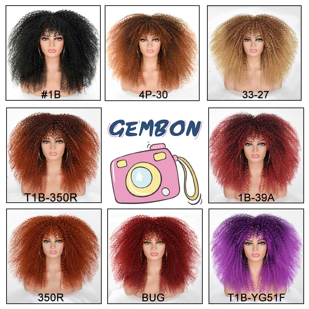 Short Hair Afro Kinky Curly Wig For Black Women Cosplay Blonde Synthetic Natural Red Wigs African Ombre HighTemperature Glueless