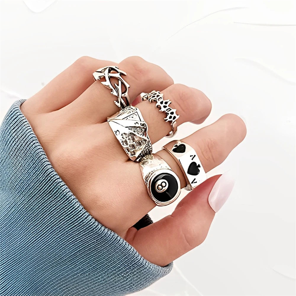 20Pcs/Lot Punk Snake Animal Hollow Star Moon Kuncle Rings for Women Joint Finger Mix Style Jewelry Party Gifts
