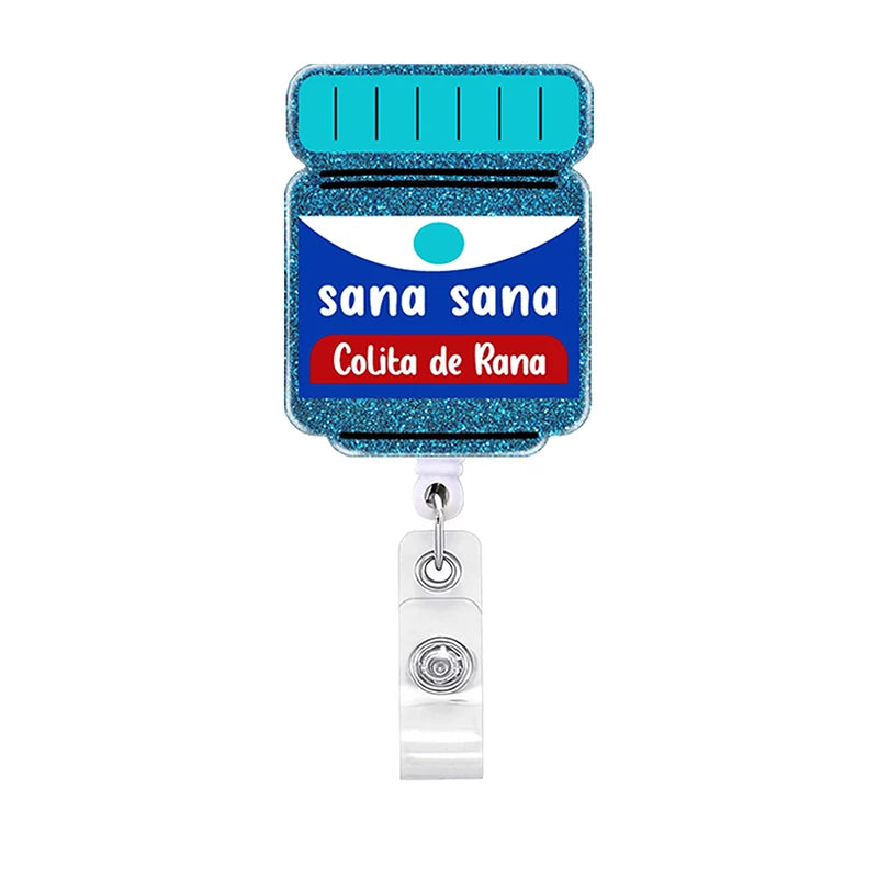 Acrylic Glitter Blood Bags Organ Retractable Badge Keychain Metal Clip Nurse Name ID Card Holder For Doctor Nurse Accessories