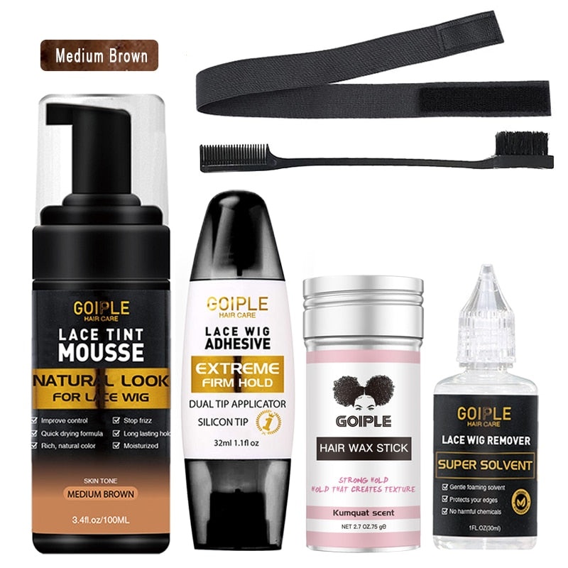 Lace Tint Mousse Color Dye Spray for Wig Front Toupee Waterproof Invisible Bond Adhesive Glue Edge Control Slick Hair Wax Stick