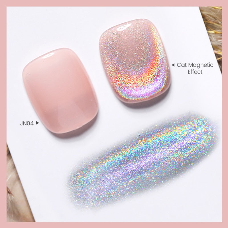 BORN PRETTY 10/12Pcs Gel Nail Polish Set 7ml Jelly Nude Gel &amp; Rainbow Cat Magnetic Gel Polish for Nail Art Design Base Top Coat
