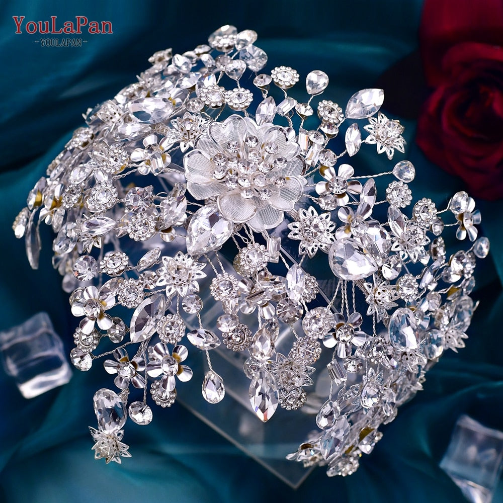 YouLaPan HP456 Fashion Bridal Hair Accessories Alloy Flower Wedding Crown Forehead Jewelry for Wedding Pageant Brides Headband