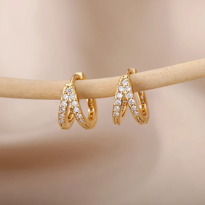 Zircon Evil Eye Earrings For Women Stainless Steel Gold Plated Turkish Pendientes Hoop Piercing Earring Goth Jewelry aretes