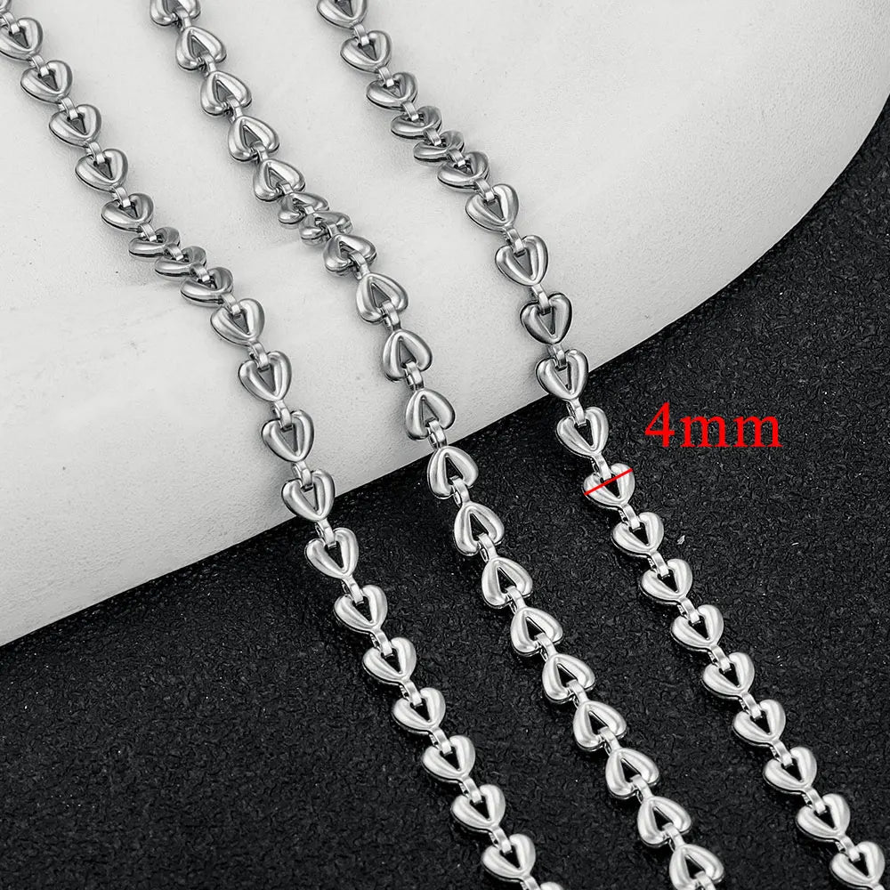 1 Meter Stainless Steel Chain Oval Heart Dolphin Hip Hop NK Cable for DIY Necklace Bracelet Jewelry Making Accessories Wholesale