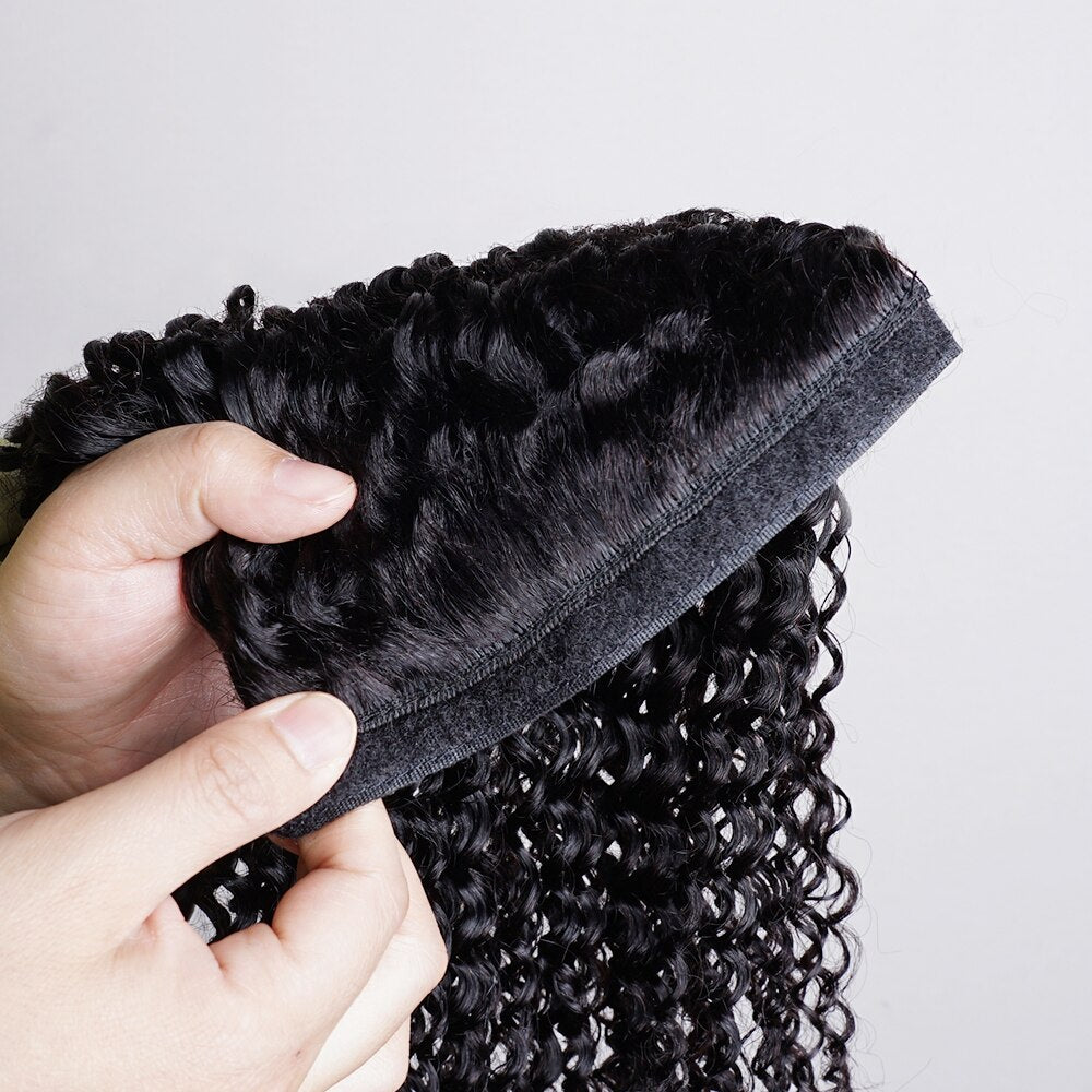 Kinky Curly Ponytail Human Hair 65g/100g/145g Wrap Around Clip In Hair Extension Natural Color Remy Indian Hair 28 Inch