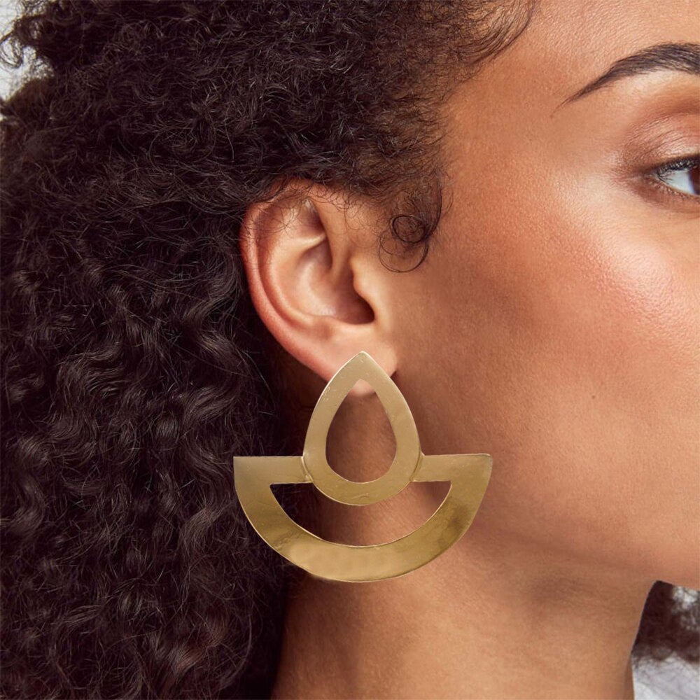 Special Pendant Geometric Earrings For Women Gold Color Metal Big Earring Wedding Party Gift Dangle Drop Earrings 2022