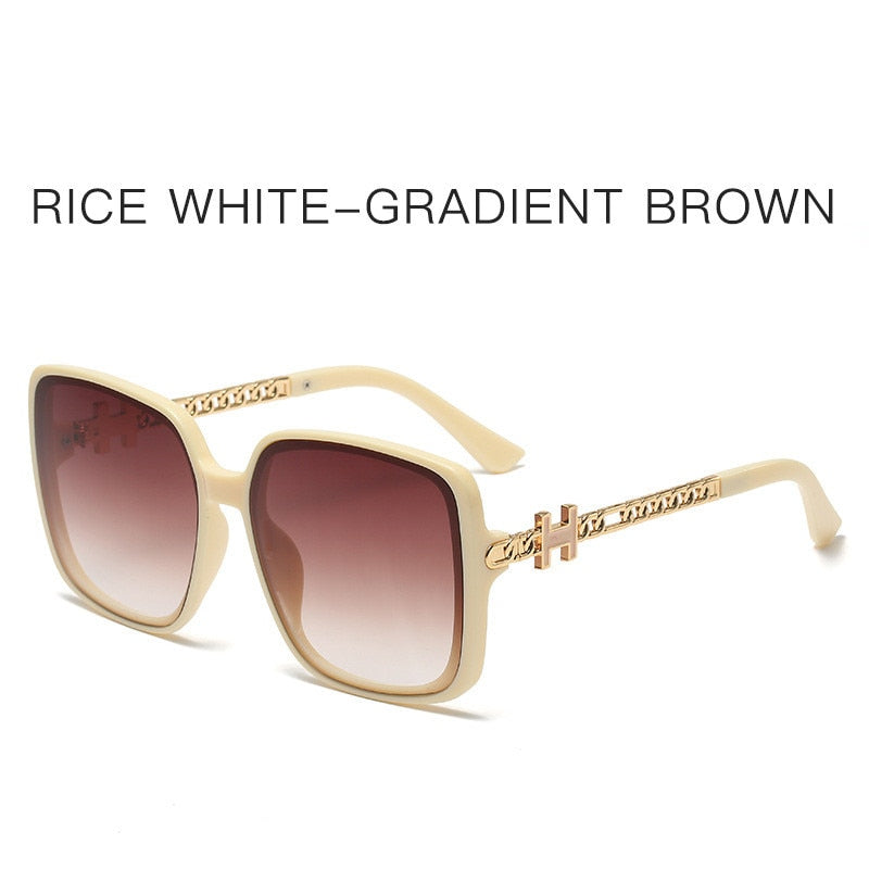2022 new H fashion large frame personalized rivet European and American fashion sunglasses chain leg street photography face cov