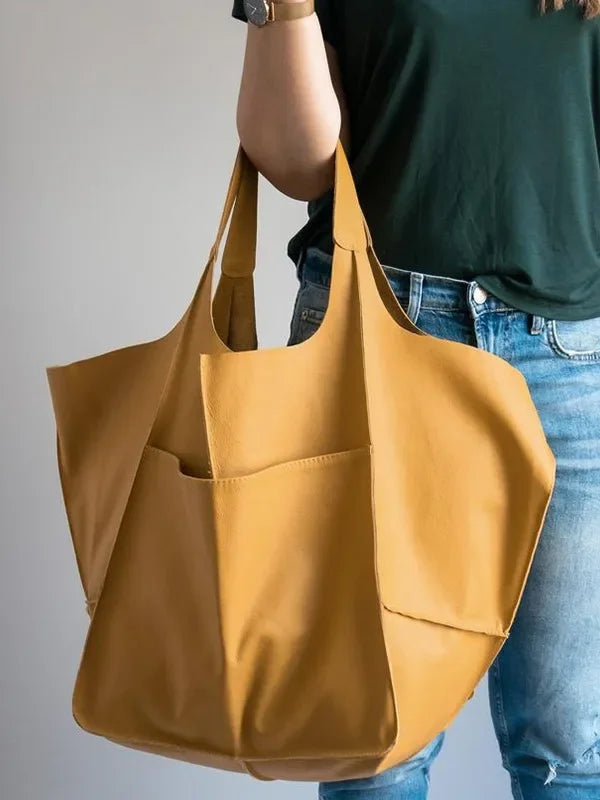 Leather Hasp Bucket Bags Women Handbags Interior Zipper Pockets Shoulder Bags Totes Vintage Style Large Capaccity Soft