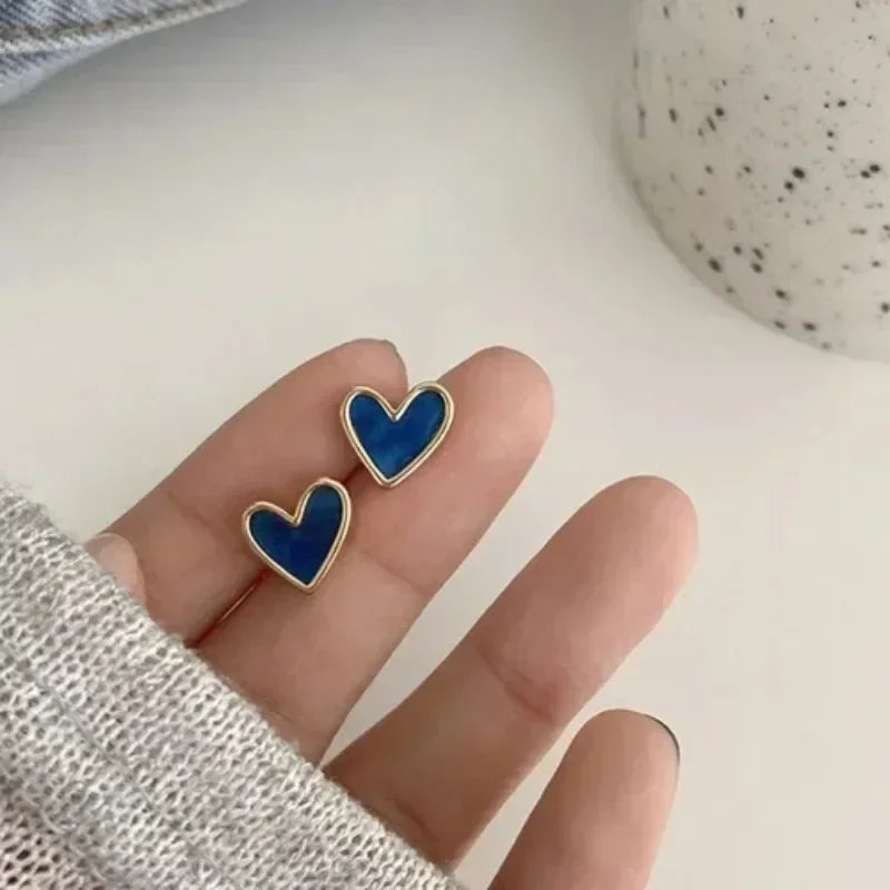 Cute Heart Stud Earrings for Women Girls Daily Wear Love Shape Earring Wedding Simple Ear Piercing Accessories Jewelry Gifts