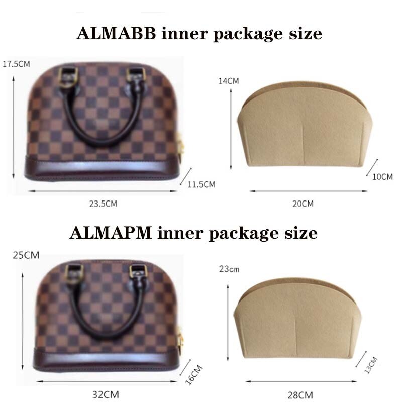 Fits For Alma BB Insert Bags Organizer Makeup Handbag Organize Travel Inner Purse Portable Cosmetic base shaper Shell organizer