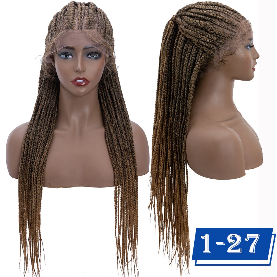 My-Lady Synthetic 25inch Braided Lace Front Wig Box Braids Wig With Baby Hair Tied Up Cornrow Braids Lace Wigs Frontal Afro Wig