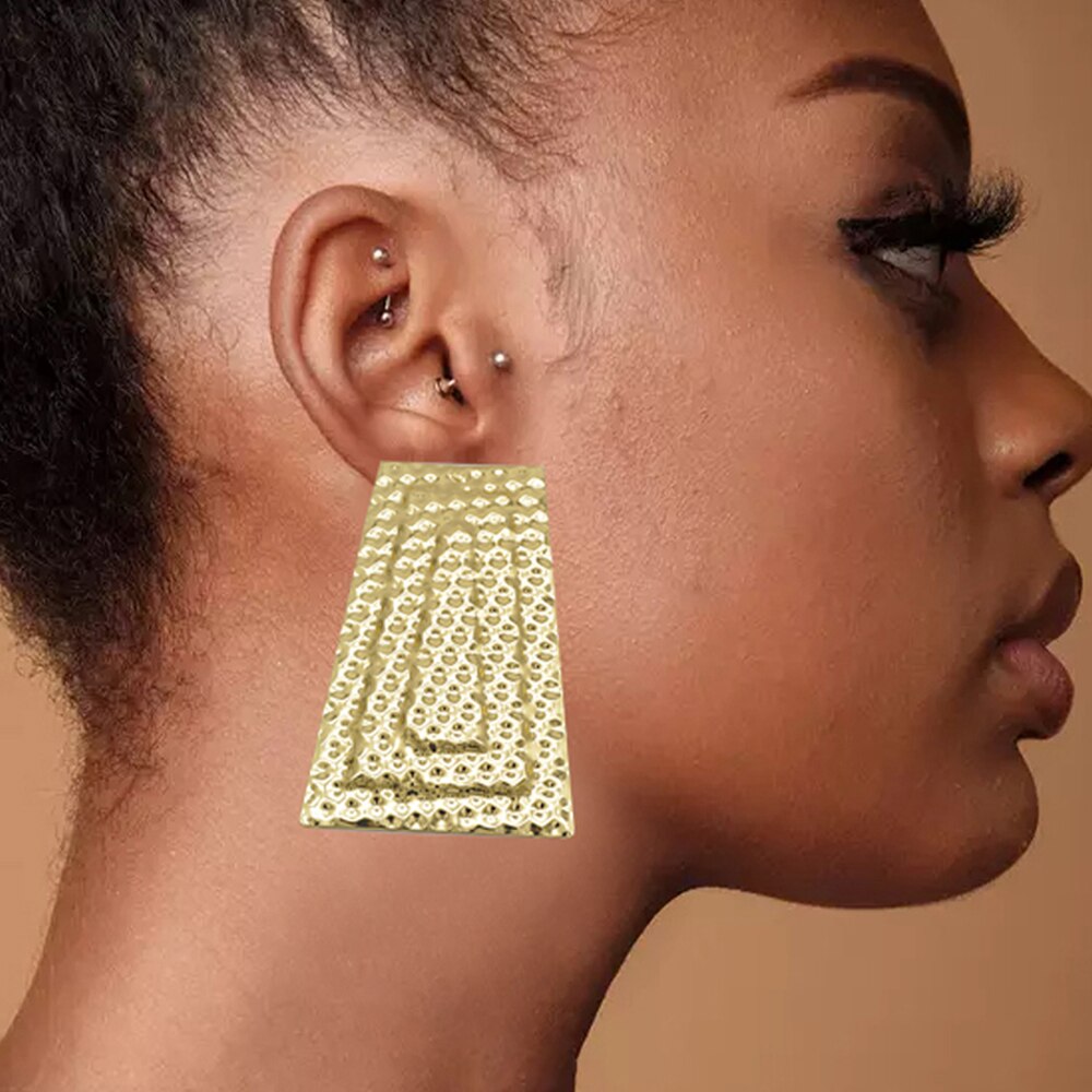 Special Pendant Geometric Earrings For Women Gold Color Metal Big Earring Wedding Party Gift Dangle Drop Earrings 2022
