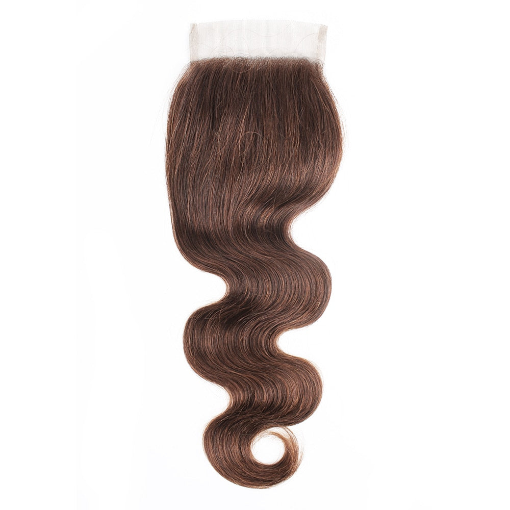 4x4 Lace Closure Body Wave Natural Color Dark Brown Highlight Honey Blonde Burgundy Indian Remy Human Hair Bobbi Collection