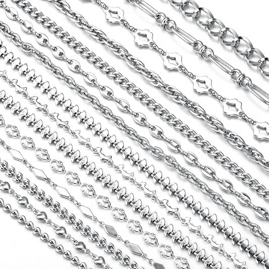 1 Meter Stainless Steel Chain Oval Heart Dolphin Hip Hop NK Cable for DIY Necklace Bracelet Jewelry Making Accessories Wholesale