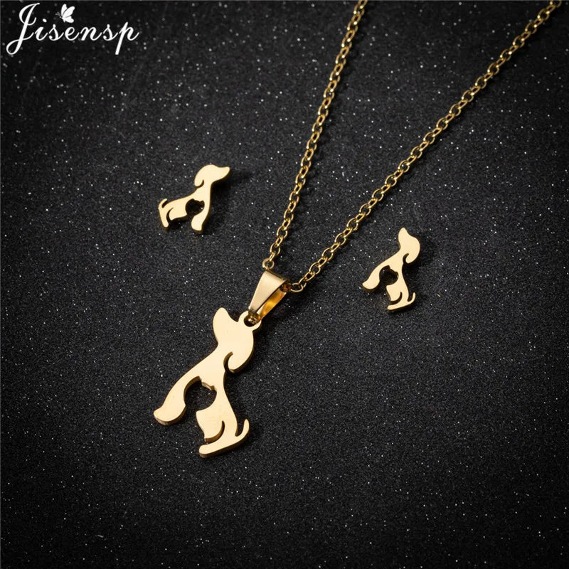100% Cute Swallow Stainless Steel Pendents Necklaces for Women Small Lion Tiger Bee Snake Animal Earrings Stud Birthday Gifts