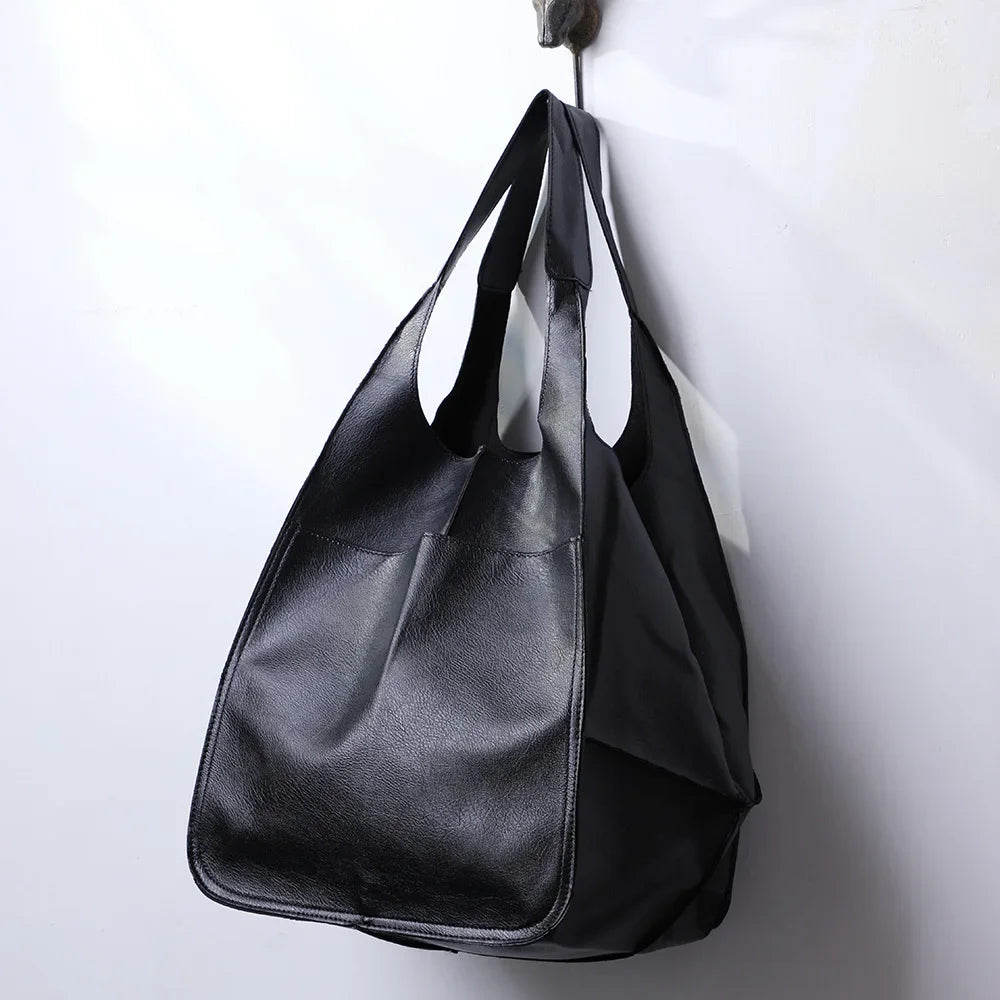 Leather Hasp Bucket Bags Women Handbags Interior Zipper Pockets Shoulder Bags Totes Vintage Style Large Capaccity Soft