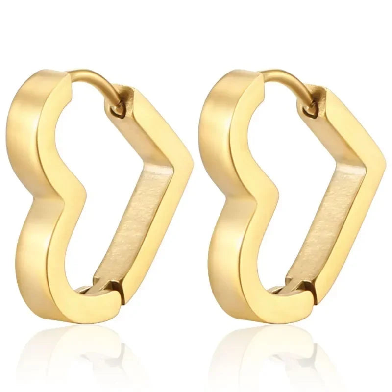 2PCS Square Geometric Earrings for Women Rectangular Gold Color Hoop Earrings Stainless Steel Earrings Trendy Jewelry Gifts