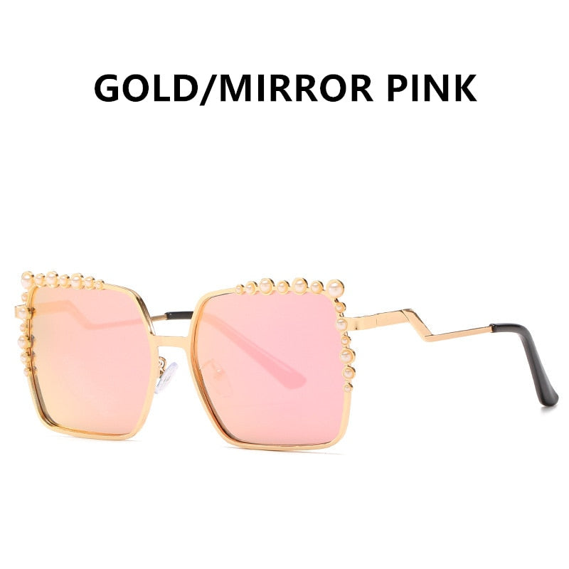 Oversized Square Sun Glasses Ladies 2021 New Luxury Pearl Sunglasses Women Brand Designer Fashion Shades Big Frame Oculos очки