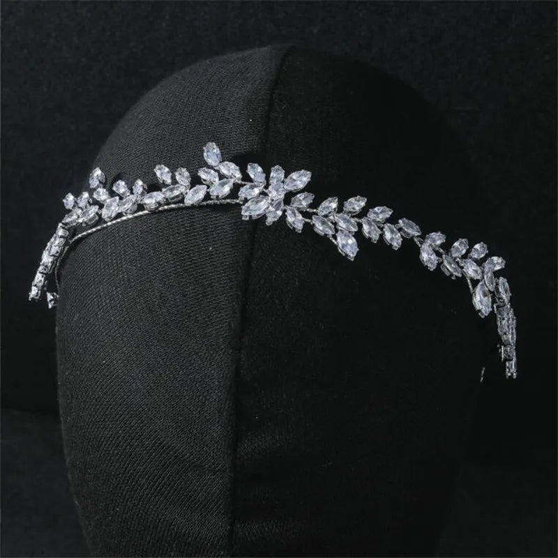 Luxury Bridal Headband Wedding Hair Pieces Zirconia CZ Bride Headpiece Tiaras Crowns 15 Years Girl Women Diadem Prom Headdress