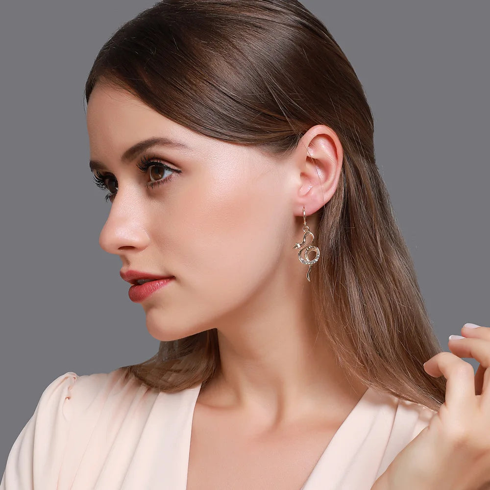 Silver Color Trendy Snake Animal Earrings Personality Creativity Daily Party Jewelry For Women Gifts