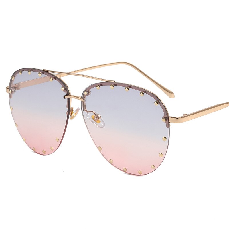 BEGREAT Ladies Metal Rivet Pilot Sunglasses Women Luxury Personality Glasses Cool Eyewear Shades очки солнечные женские UV400