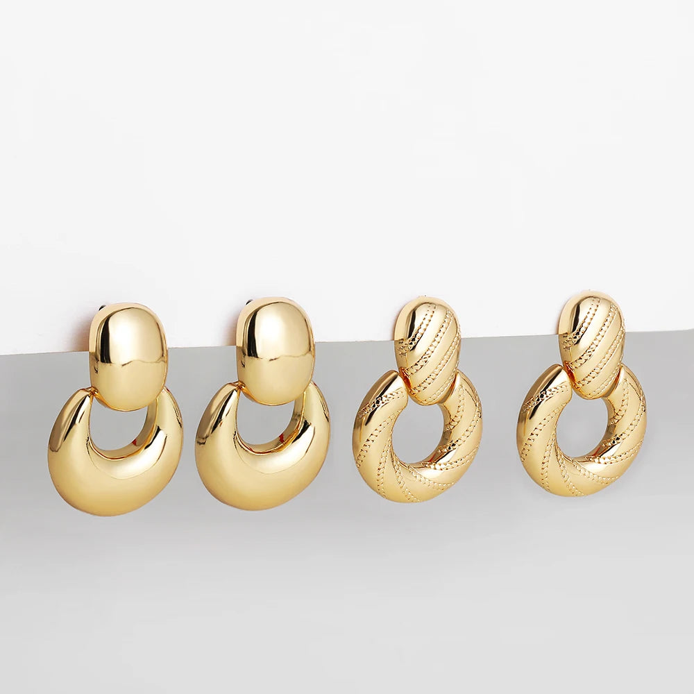 Creative Geometric Ear Buckle Open Thick Hoops C-shape Earrings for Women Gold Plated Statement Earring Sets Trend Jewelry