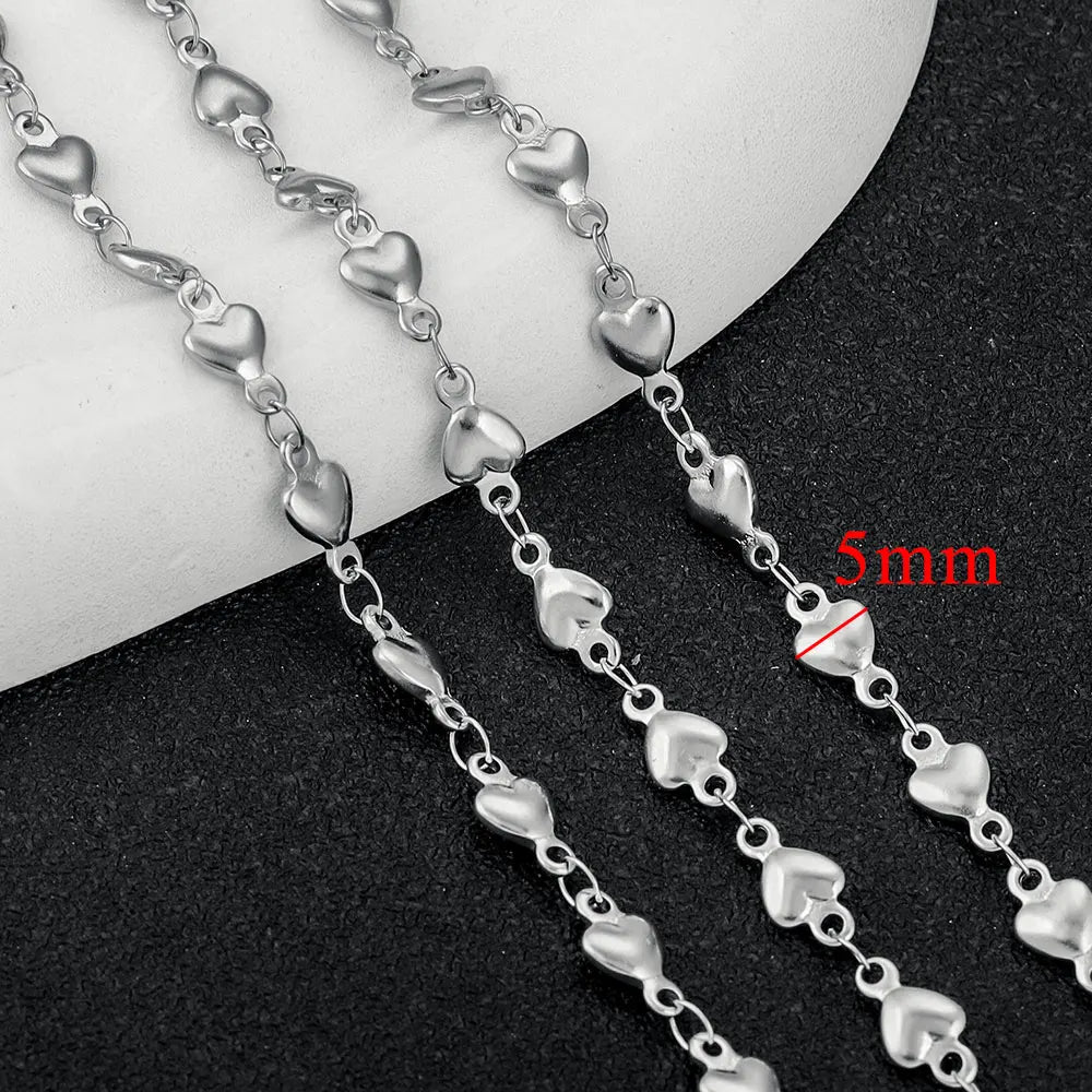 1 Meter Stainless Steel Chain Oval Heart Dolphin Hip Hop NK Cable for DIY Necklace Bracelet Jewelry Making Accessories Wholesale