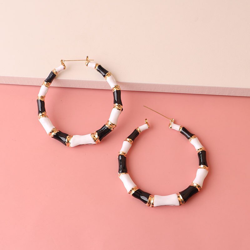 GSOLD Multi Color Hoops Big Bamboo Earrings For Women Exaggerated Sexy Metal Round Circle Hip Hop Earrings Summer Jewelry