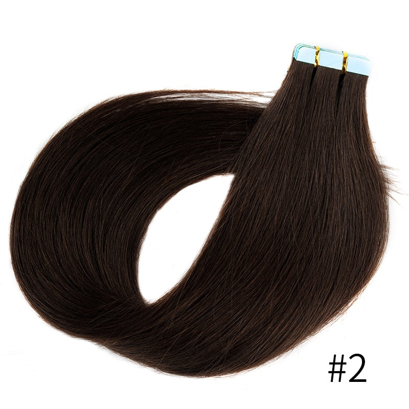 Veravicky Hair Tape In Hair Extensions Natural Human Hair Tiny Interface 4x0.8cm Skin Weft Remy 10pcs 16-24 inch For Thin Hair