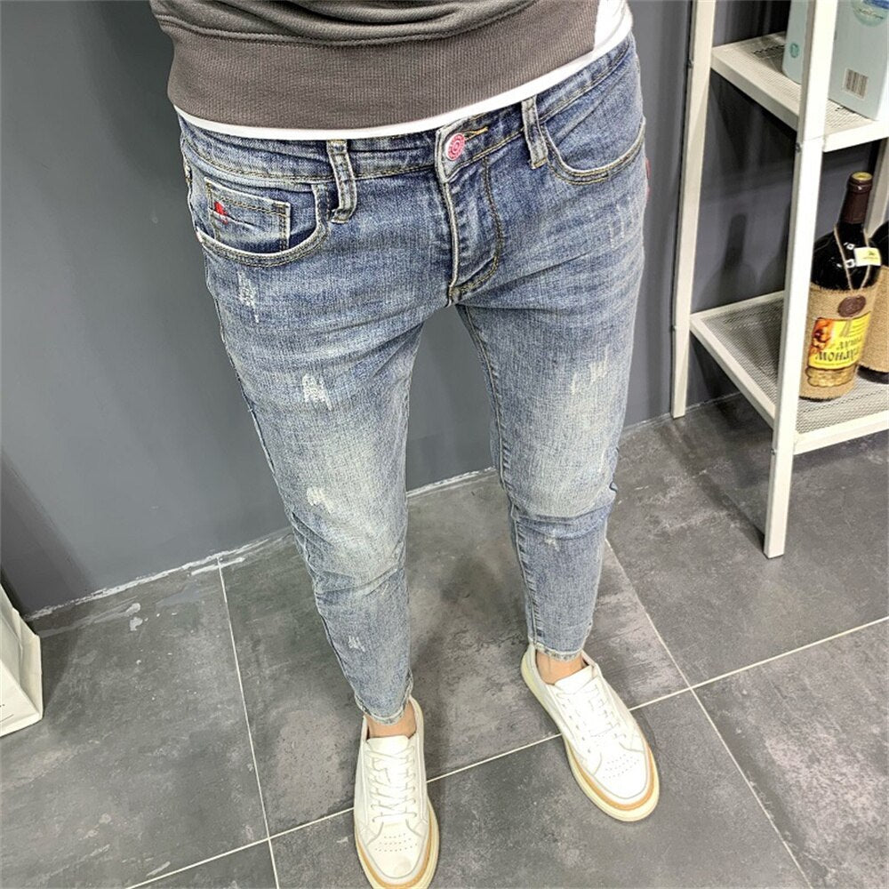 2022 Brand Men Jeans Slim Fit Skinny Denim Jeans Designer Elastic Straight Jeans Stretch Trousers Jeans for Men