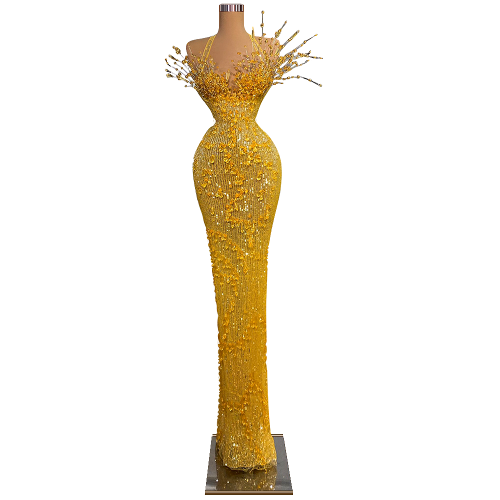 Sparkle Beading Luxury Party Gowns Backless Halter Sexy Formal Prom Dress 2023 Arabic Women Evening Dresses Mermaid Custom Made
