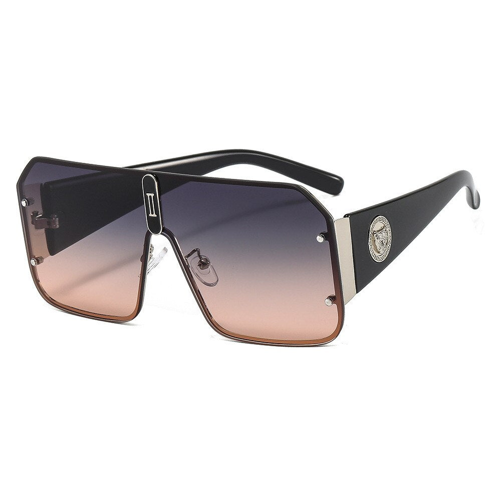 New personality leopard head one piece sunglasses fashion street shooting men and women sunglasses European and American big-nam
