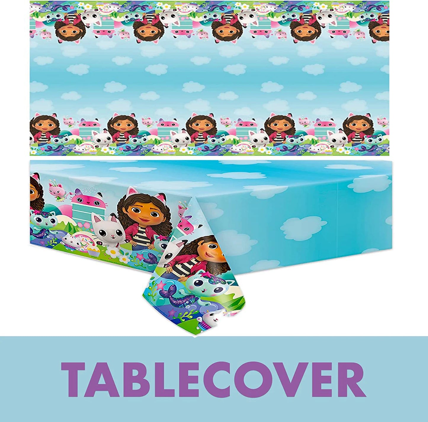 Pink Gabbys Dollhouse Cats Birthday Party Decoration Disposable Tablecloth Cup 3D Doll Balloon For Girls Baby Shower Supplies