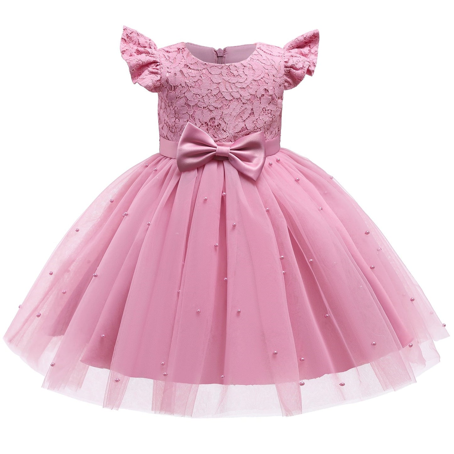 Toddler Girl Blue Beaded Tutu Gown 1-5 Years Baby Girl Birthday Party Dress Little Girl V-Back Bow Tulle Clothes Infant Costume