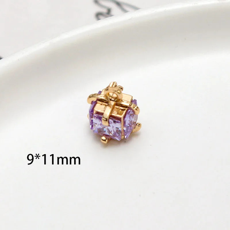 1pcs Copper Inlaid Zircon Crystal Flower Bud Water Drop Square Pendant Diy Jewelry Earrings Necklace Bracelet Handmade Charms