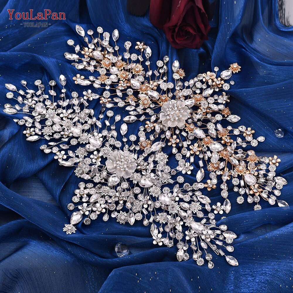 YouLaPan HP456 Fashion Bridal Hair Accessories Alloy Flower Wedding Crown Forehead Jewelry for Wedding Pageant Brides Headband