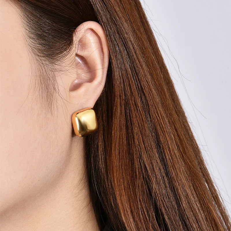 Creative Geometric Ear Buckle Open Thick Hoops C-shape Earrings for Women Gold Plated Statement Earring Sets Trend Jewelry